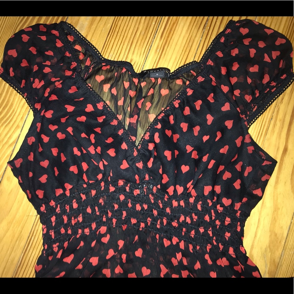 See through ruffled heart mini dress